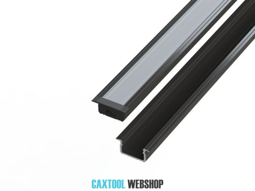 GLALU profil LED încastrat din aluminiu anodizat 9x16mm 4150mm negru