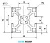 Bosch comp. profil de aluminiu 30 x 30mm, canal 8 (1M)